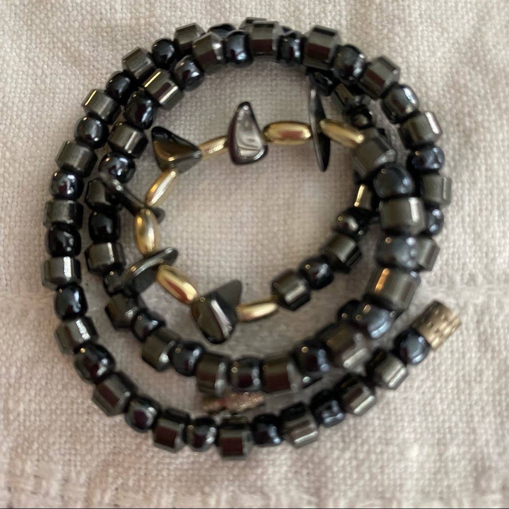 Genuine Hematite Necklace with Silver Beads.